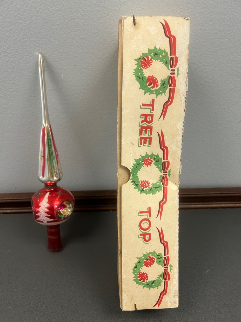 Vintage Glass Christmas Tree Topper 11” in Original Box, Made in Poland 13/99